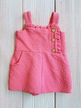 Janie and Jack Pink Quilted Floral Romper Size 12-18m